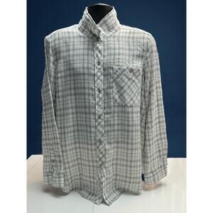 Calvin Klein Jeans Men’s XXL Plaid Button-Up Shirt – Gray White Long Sleeve